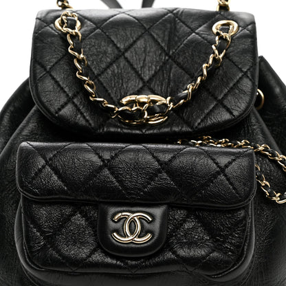 Small Quilted Calfskin Backpack - Black