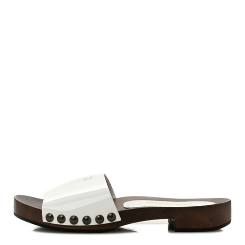 Miu Miuvernice Logo Slide Clogs White