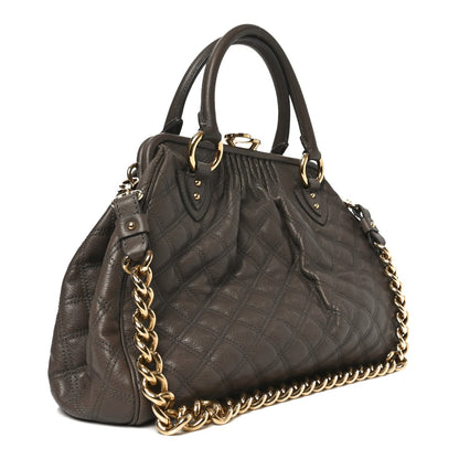 Quilted Calfskin Handbag - Brown