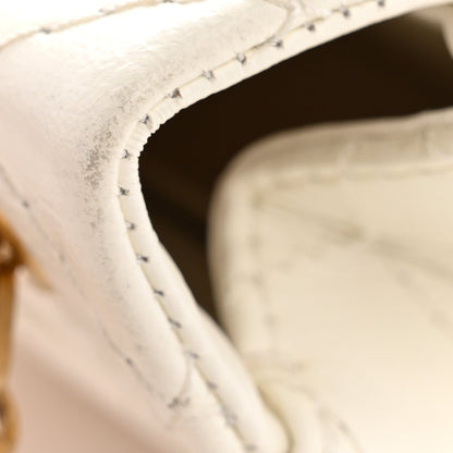 Mini Quilted Calfskin Flap Shoulder Bag - White