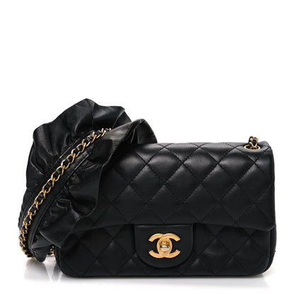 Mini Quilted Lambskin Flap Shoulder Bag - Tan