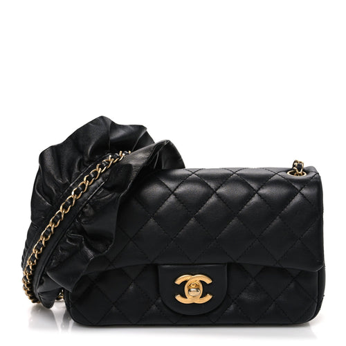 Mini Quilted Lambskin Flap Shoulder Bag - Tan