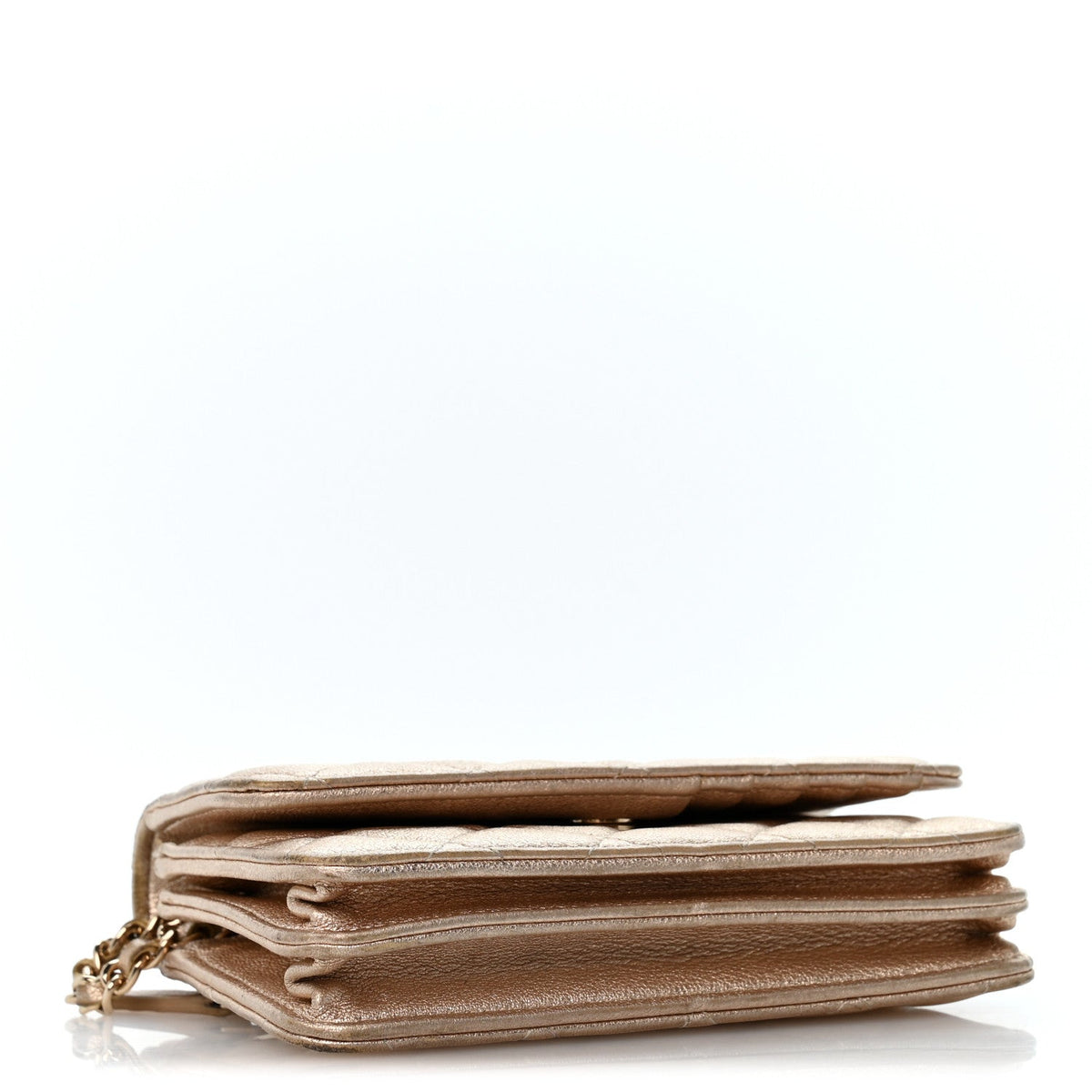 Mini Quilted Lambskin Wallet Bag - Gold