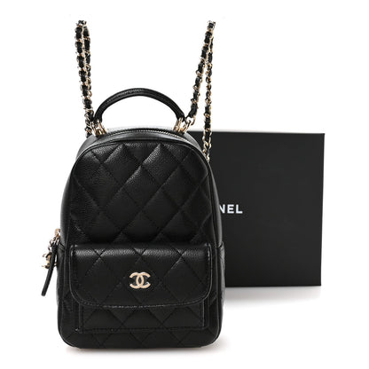 Mini Quilted Caviar Backpack - Black