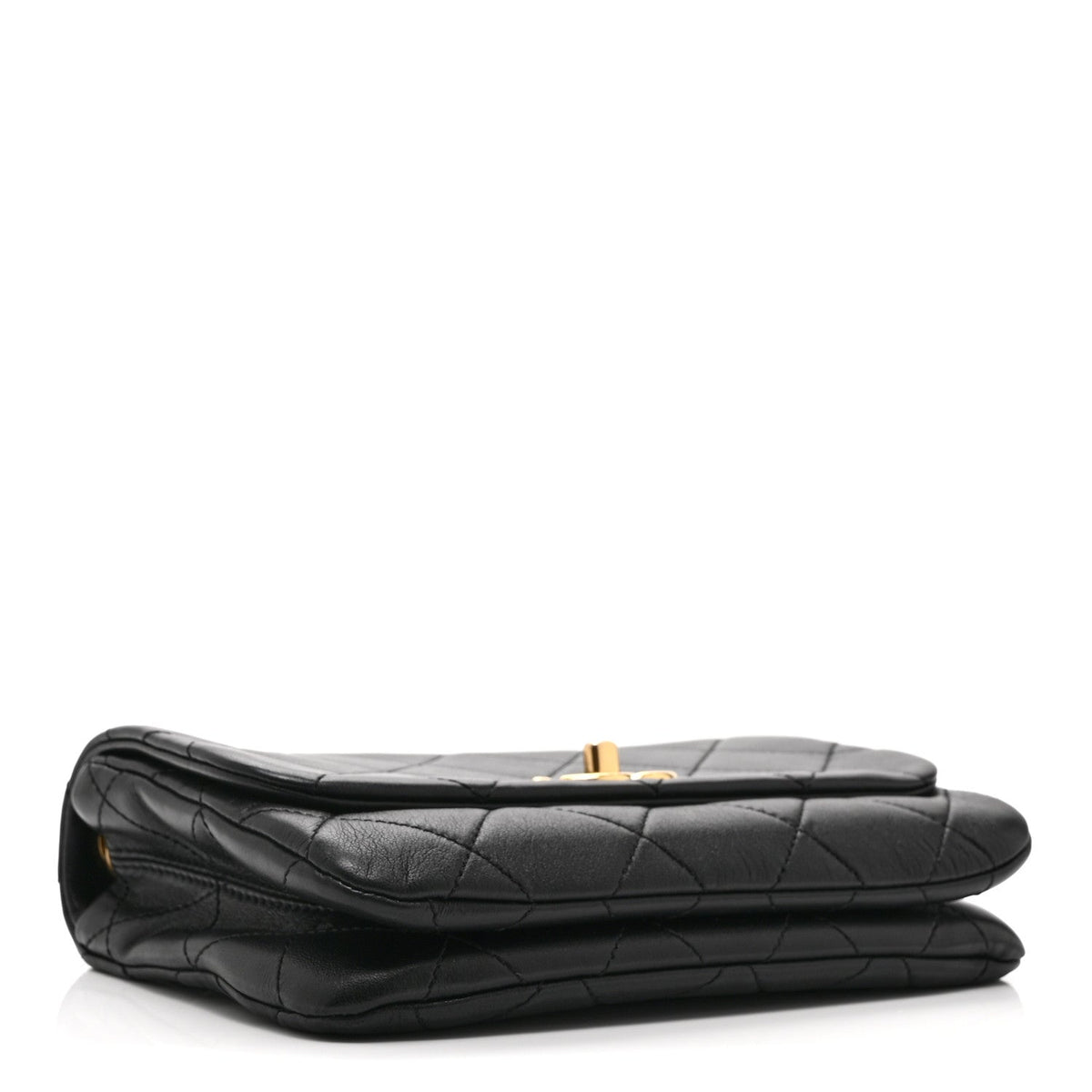 Small Quilted Lambskin Flap Shoulder Bag - Black