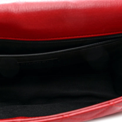 Large Quilted Goatskin Flap Shoulder Bag - Red