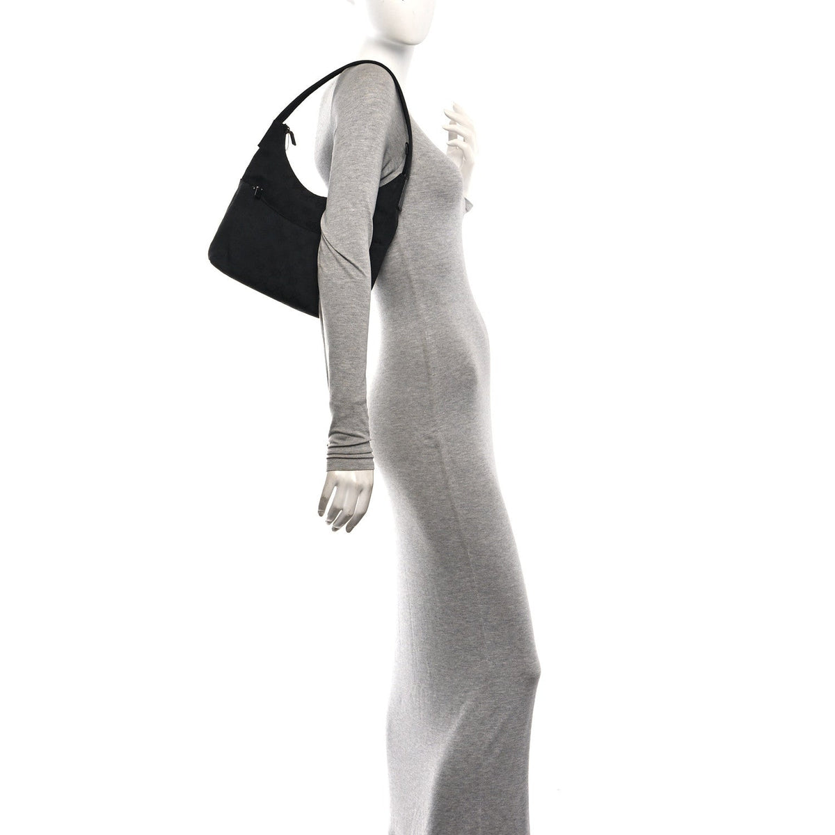 Small Nylon Hobo Bag - Black
