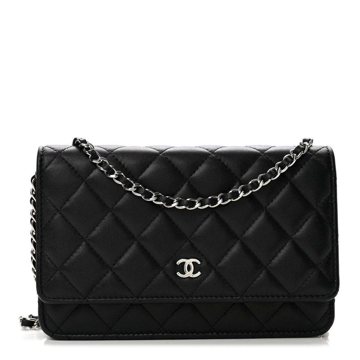 Quilted Caviar Wallet Bag - Black