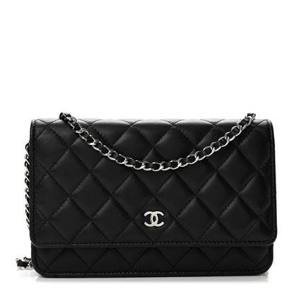 Quilted Caviar Wallet Bag - Black