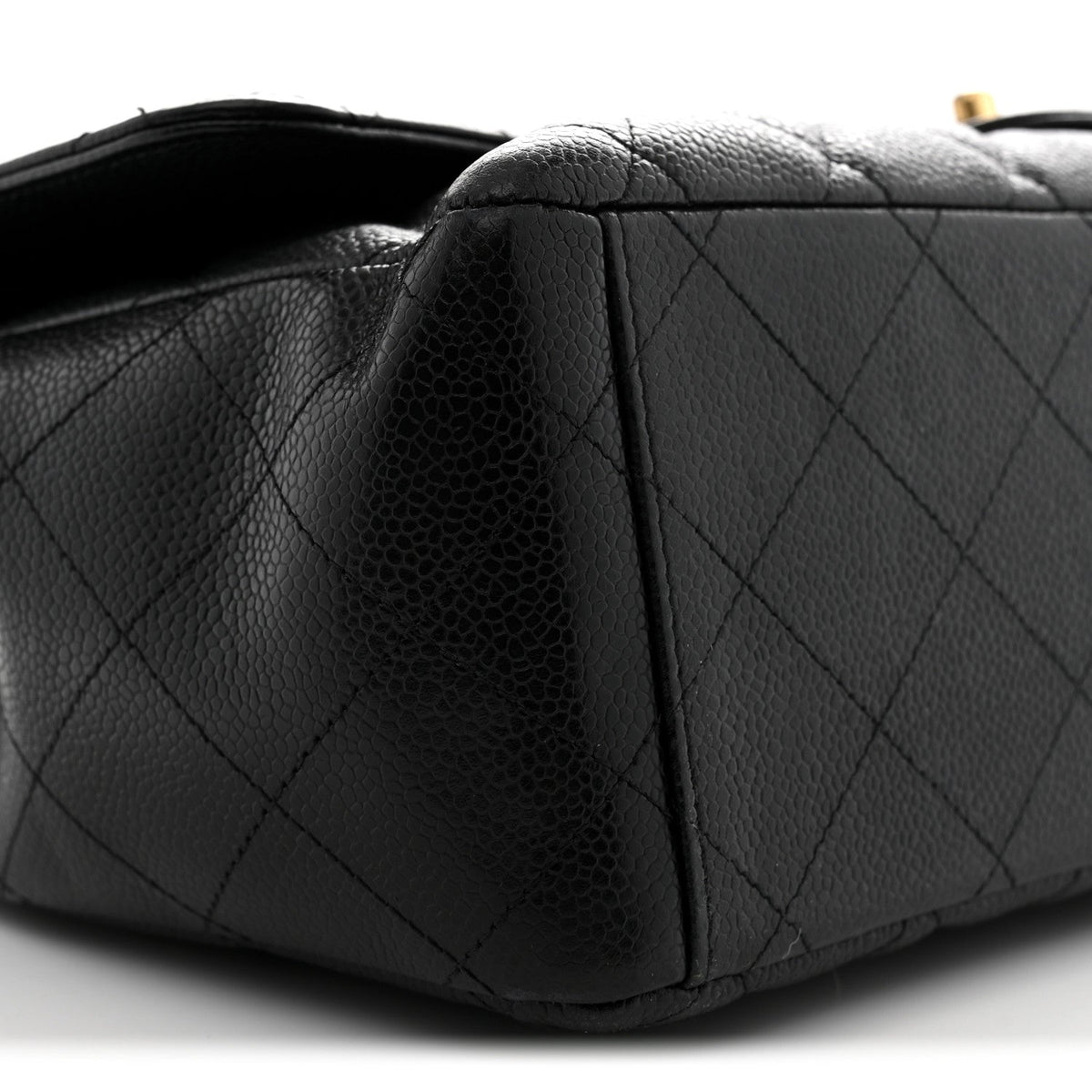 Maxi Quilted Caviar Flap Shoulder Bag - Black