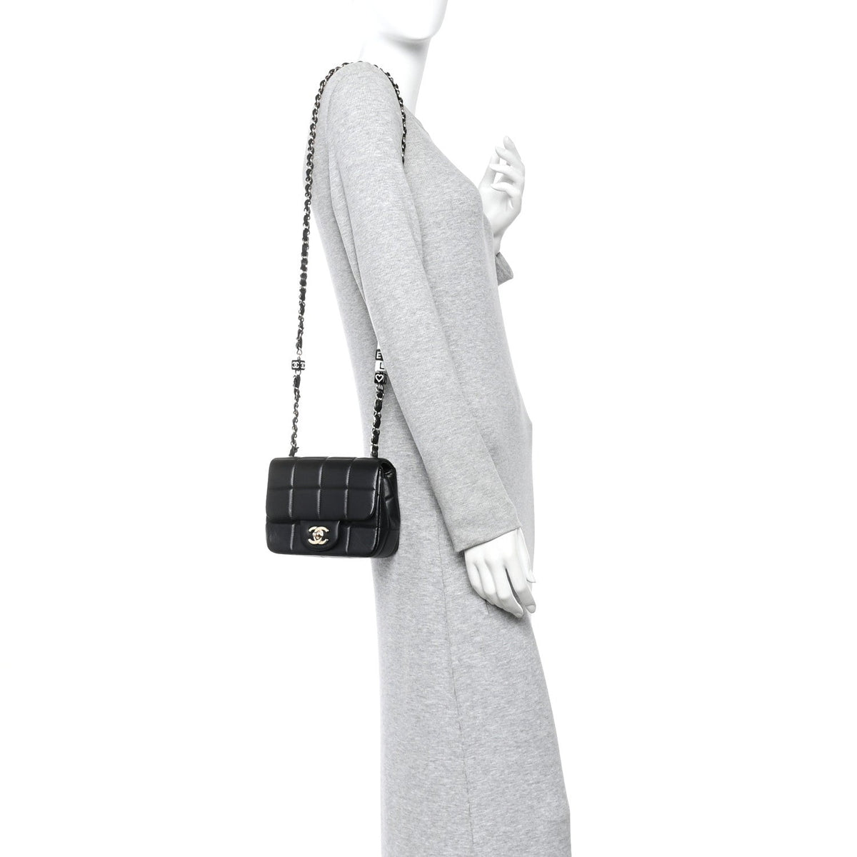 Mini Quilted Lambskin Flap Shoulder Bag - Black