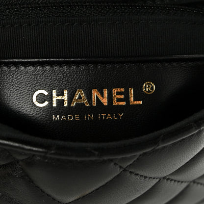 Mini Quilted Lambskin Flap Shoulder Bag - Black