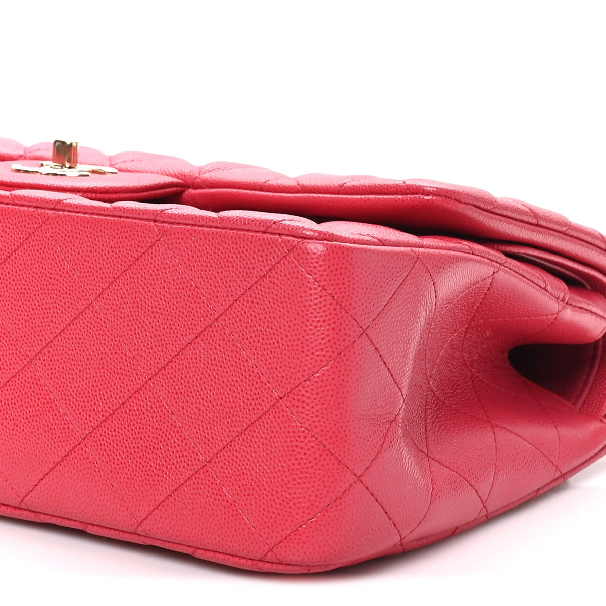 Quilted Caviar Flap Shoulder Bag - Pink