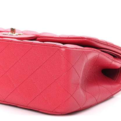 Quilted Caviar Flap Shoulder Bag - Pink