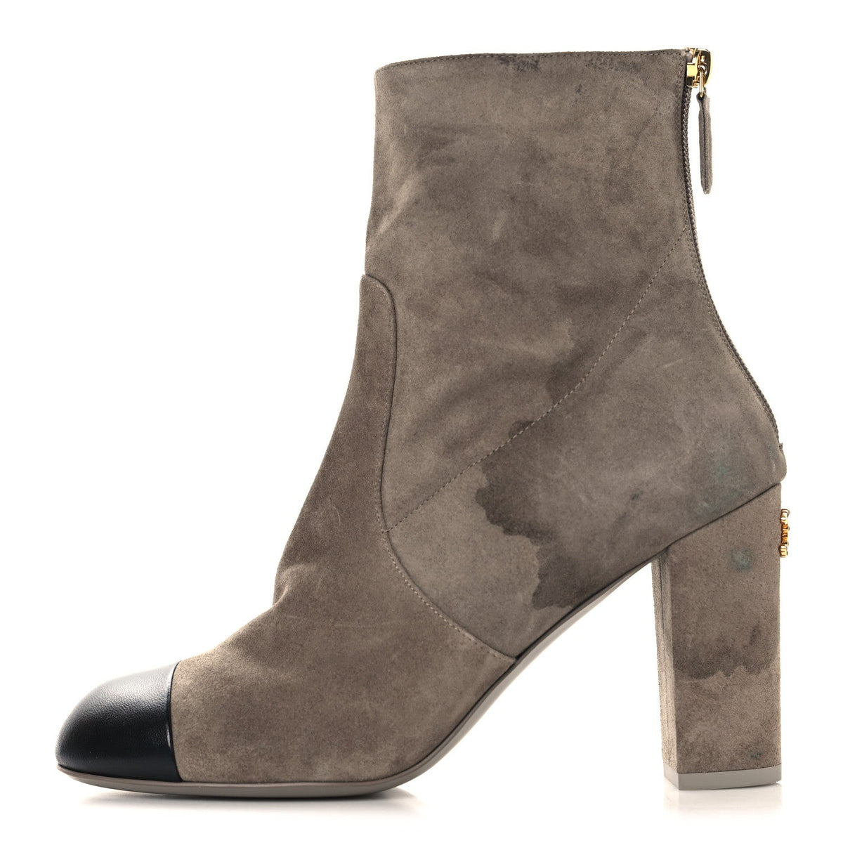 Suede Lambskin Cap Toe CC Boots Beige Black