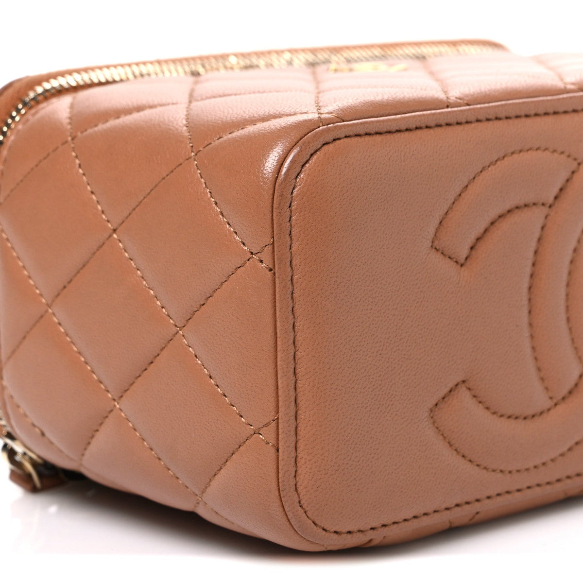 Small Quilted Lambskin Handbag - Brown