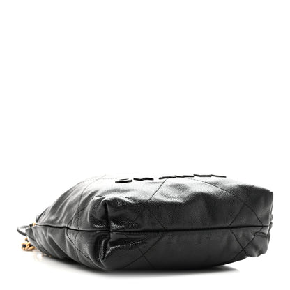 Mini Quilted Caviar Handbag - Black