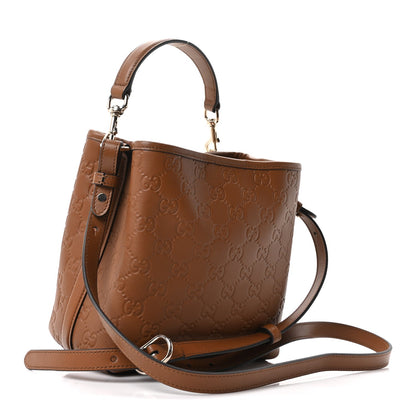 Small Calfskin Bucket Bag - Brown
