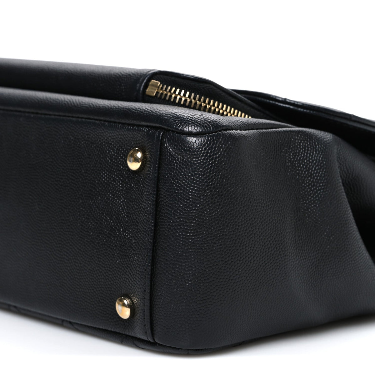 Large Quilted Caviar Flap Shoulder Bag - Black