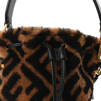 Mini Shearling Bucket Bag - Black