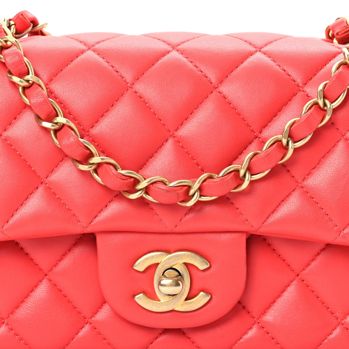 Mini Quilted Lambskin Flap Shoulder Bag - Tan