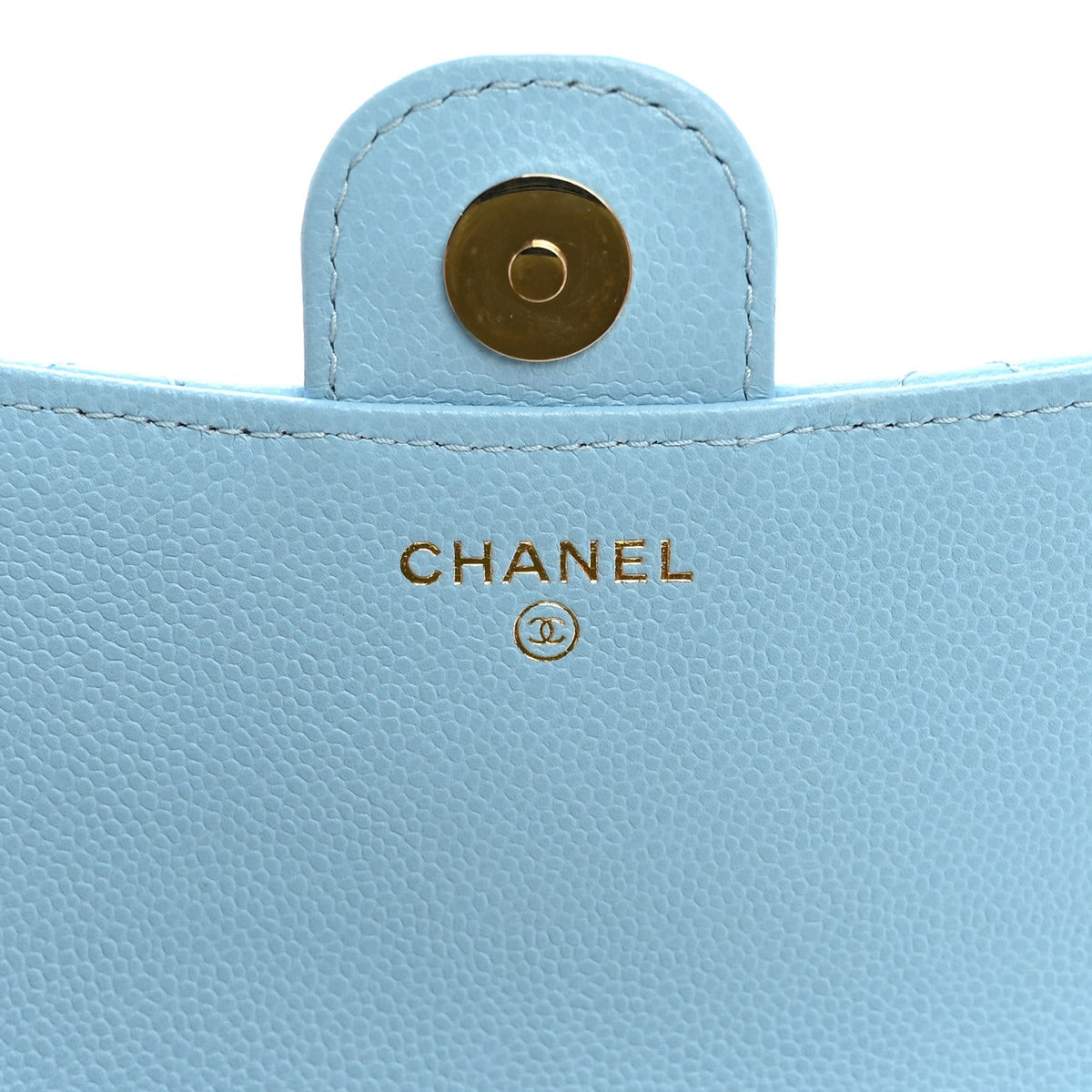 Quilted Caviar Flap Shoulder Bag - Light Blue