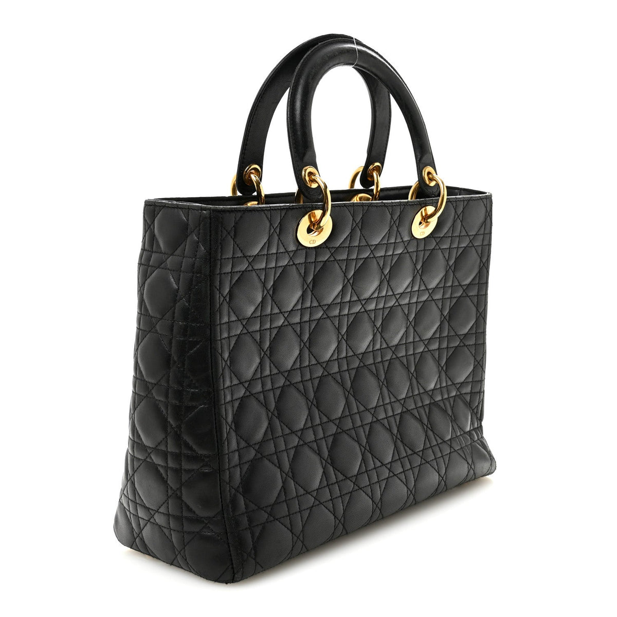 Large Lambskin Handbag - Black