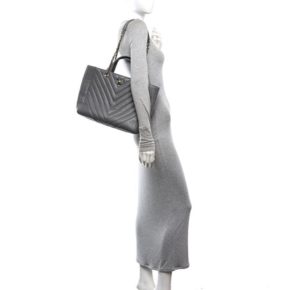 Large Quilted Calfskin Tote Bag - Grey