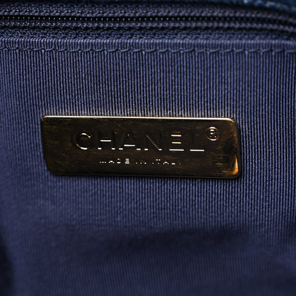 Medium Quilted Flap Shoulder Bag - Blue