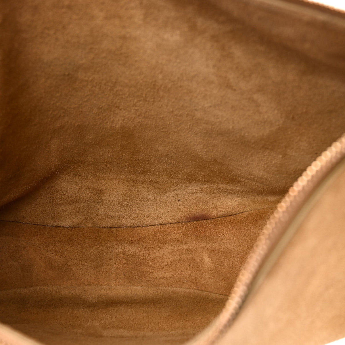 Large Calfskin Suede Shoulder Bag - Beige