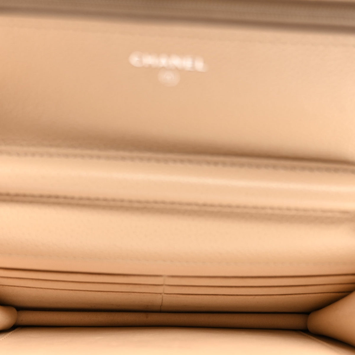 Quilted Caviar Wallet Bag - Beige