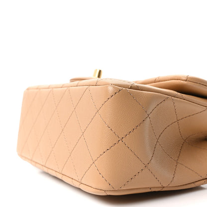 Mini Quilted Lambskin Flap Shoulder Bag - Tan