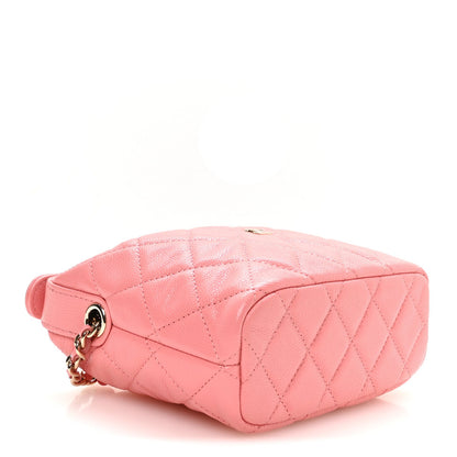 Quilted Caviar Hobo Bag - Pink