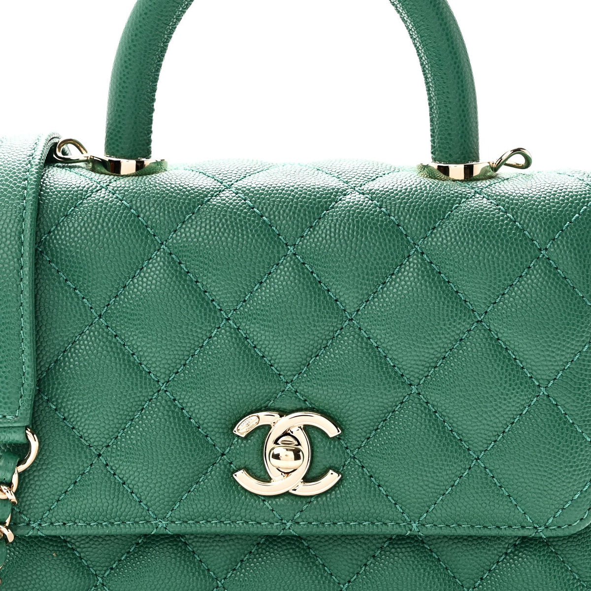 Mini Quilted Caviar Flap Shoulder Bag - Green
