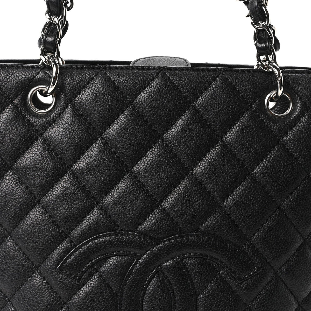 Quilted Caviar Tote Bag - Black