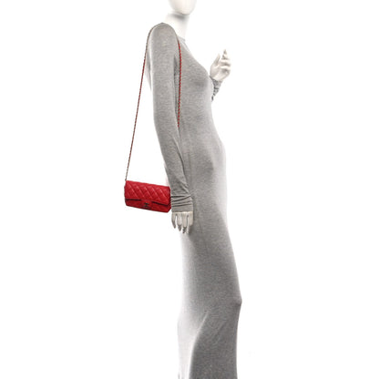 Quilted Caviar Handbag - Red
