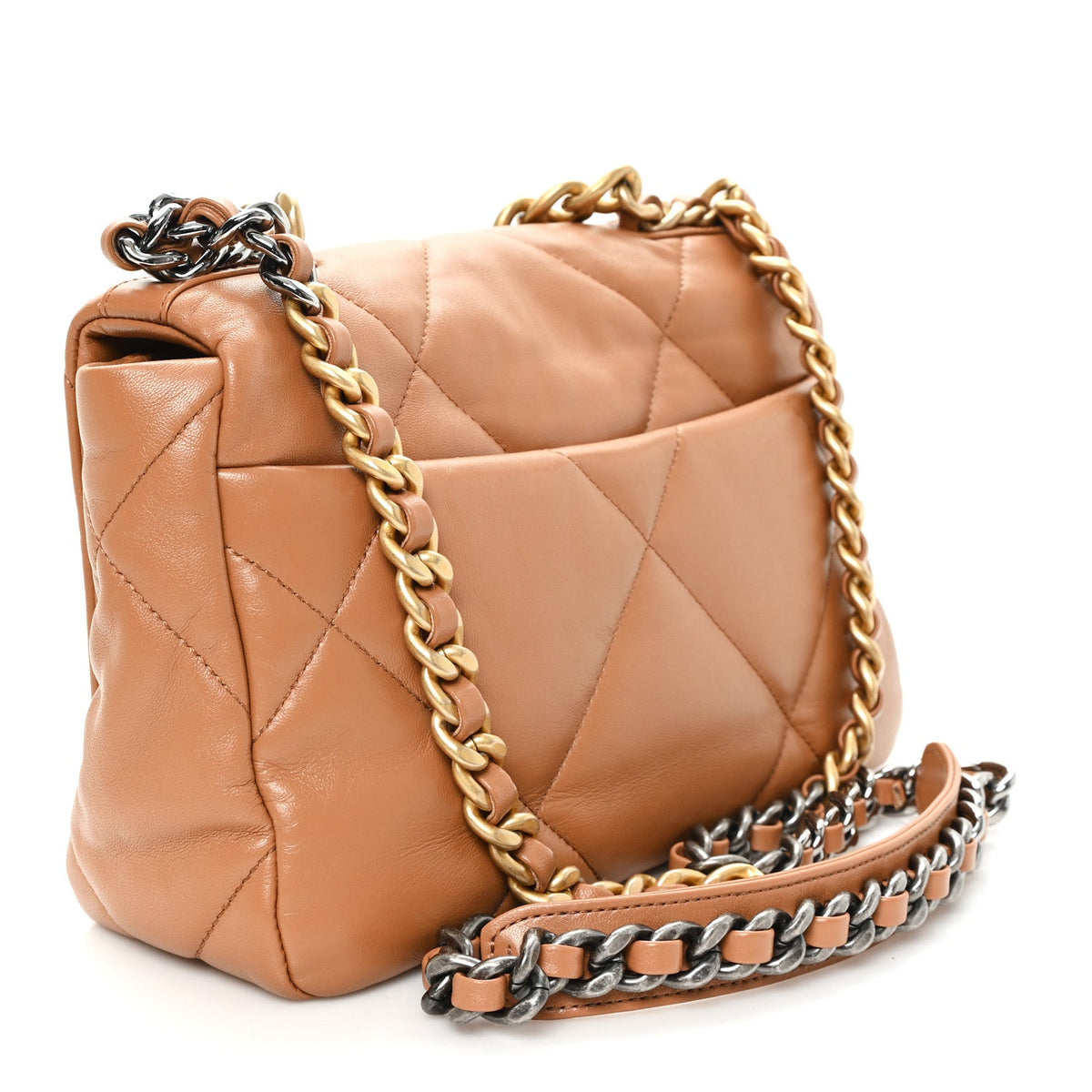 Medium Quilted Lambskin Flap Shoulder Bag - Brown