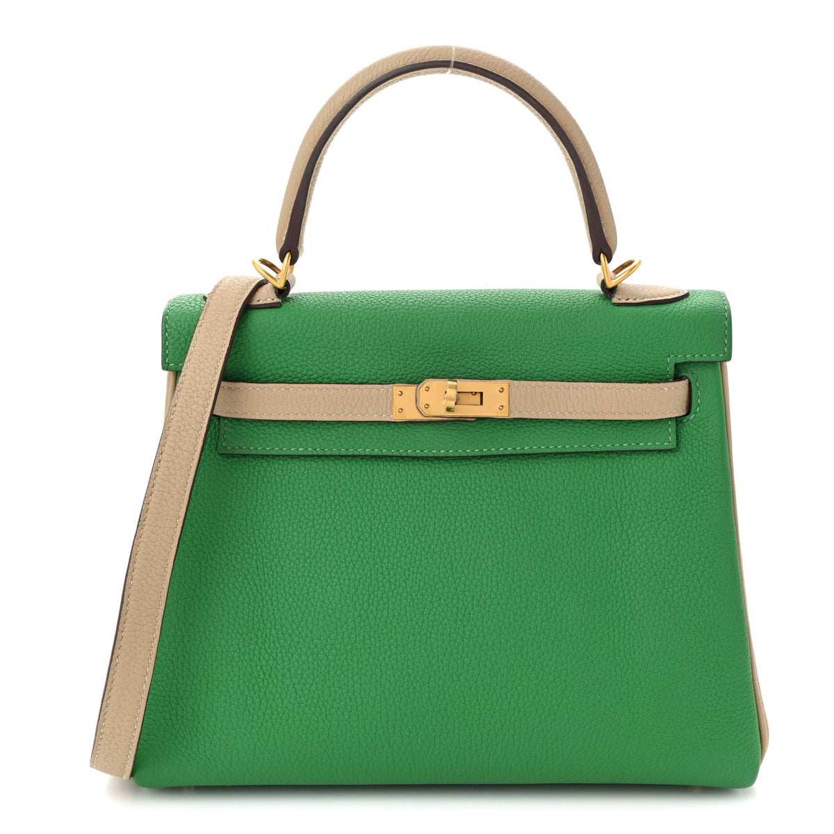 Togo Horseshoe Kelly Retourne 25 Bambou  Handbag