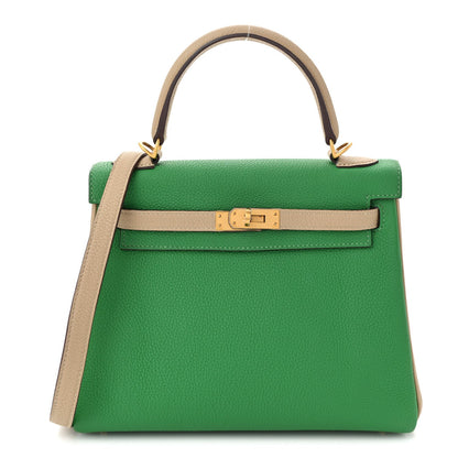 Togo Horseshoe Kelly Retourne 25 Bambou  Handbag