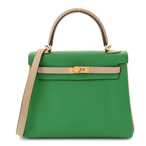 Togo Horseshoe Kelly Retourne 25 Bambou  Handbag