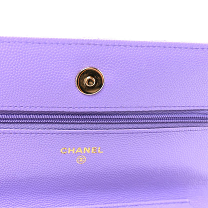 Quilted Caviar Wallet Bag - Purple