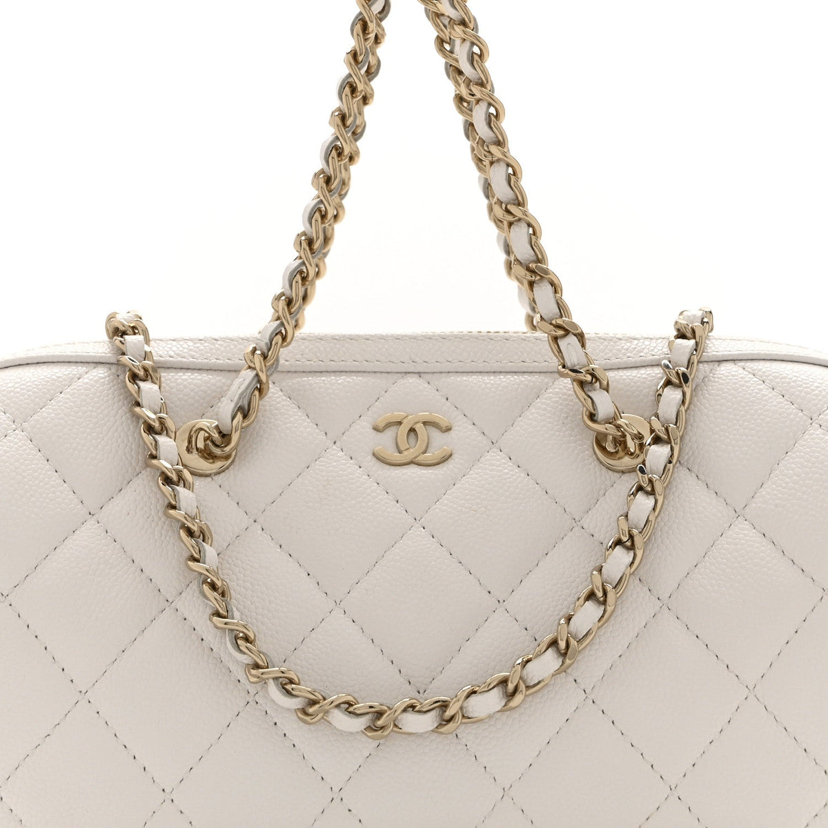 Quilted Caviar Clutch Bag - White