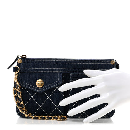 Quilted Clutch Bag - Blue