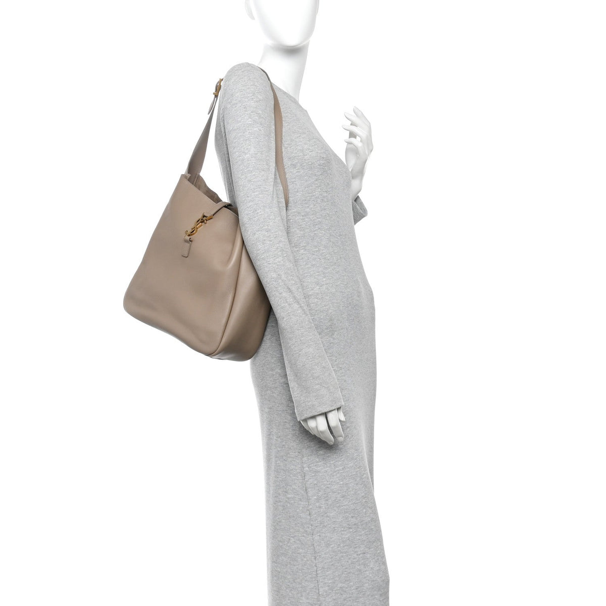 Large Calfskin Hobo Bag - Grey