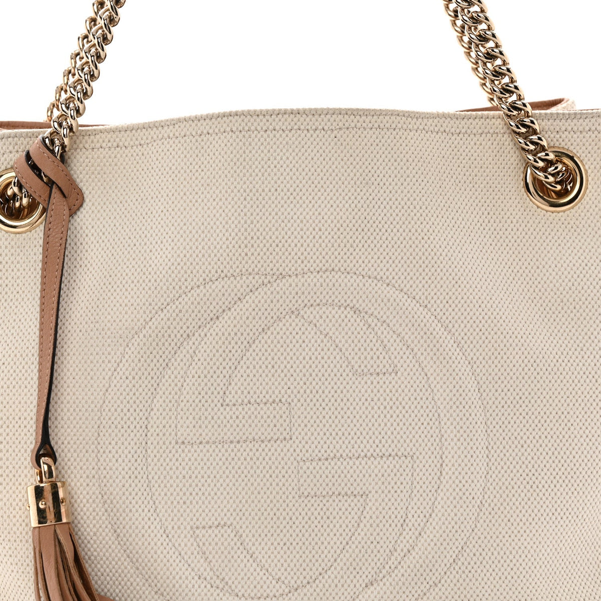 Medium Calfskin Canvas Shoulder Bag - White