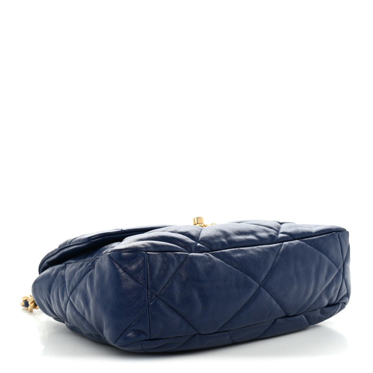 Large Quilted Goatskin Flap Shoulder Bag - Blue