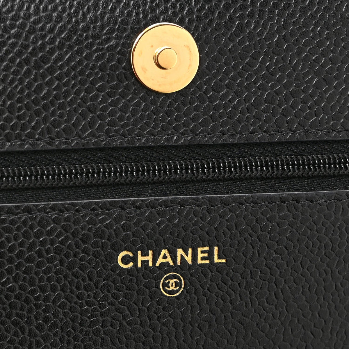 Quilted Caviar Wallet Bag - Black