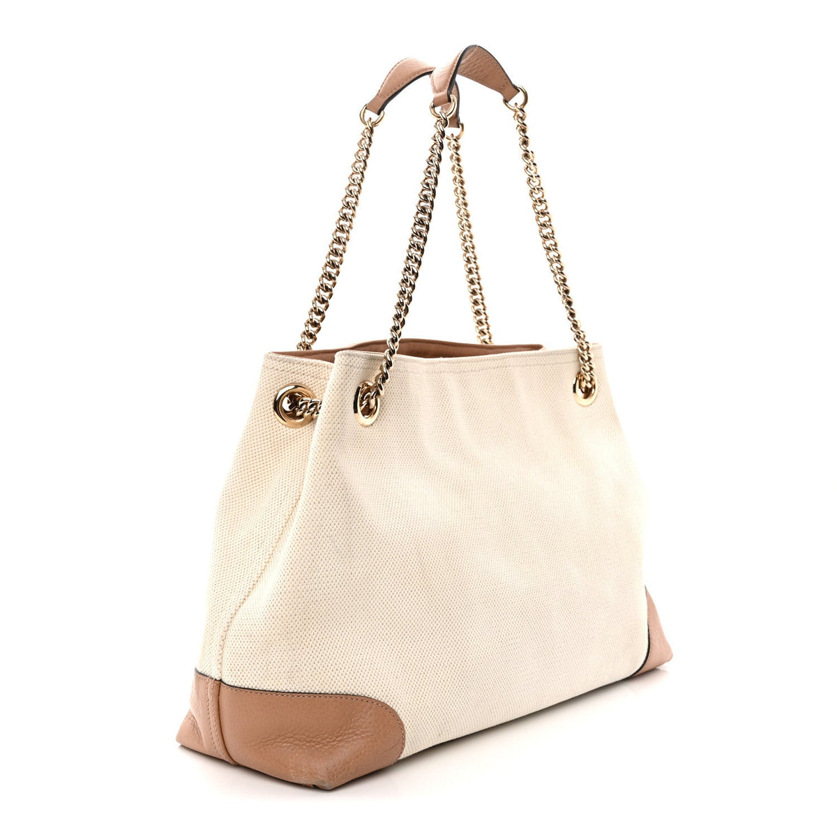 Medium Calfskin Canvas Shoulder Bag - White