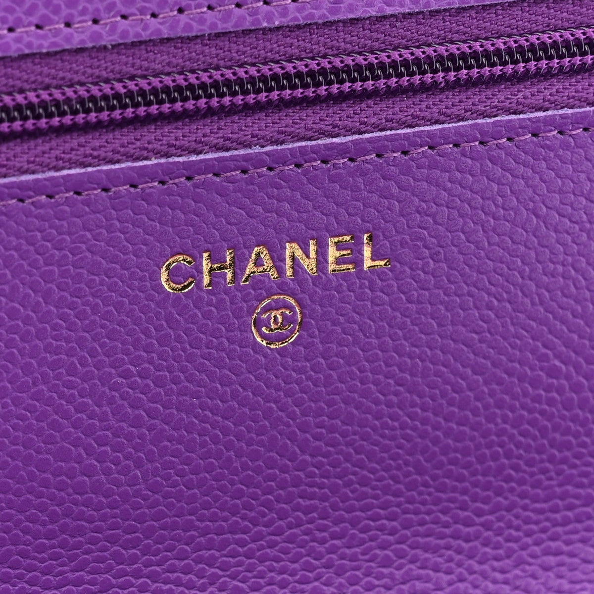 Quilted Caviar Wallet Bag - Purple