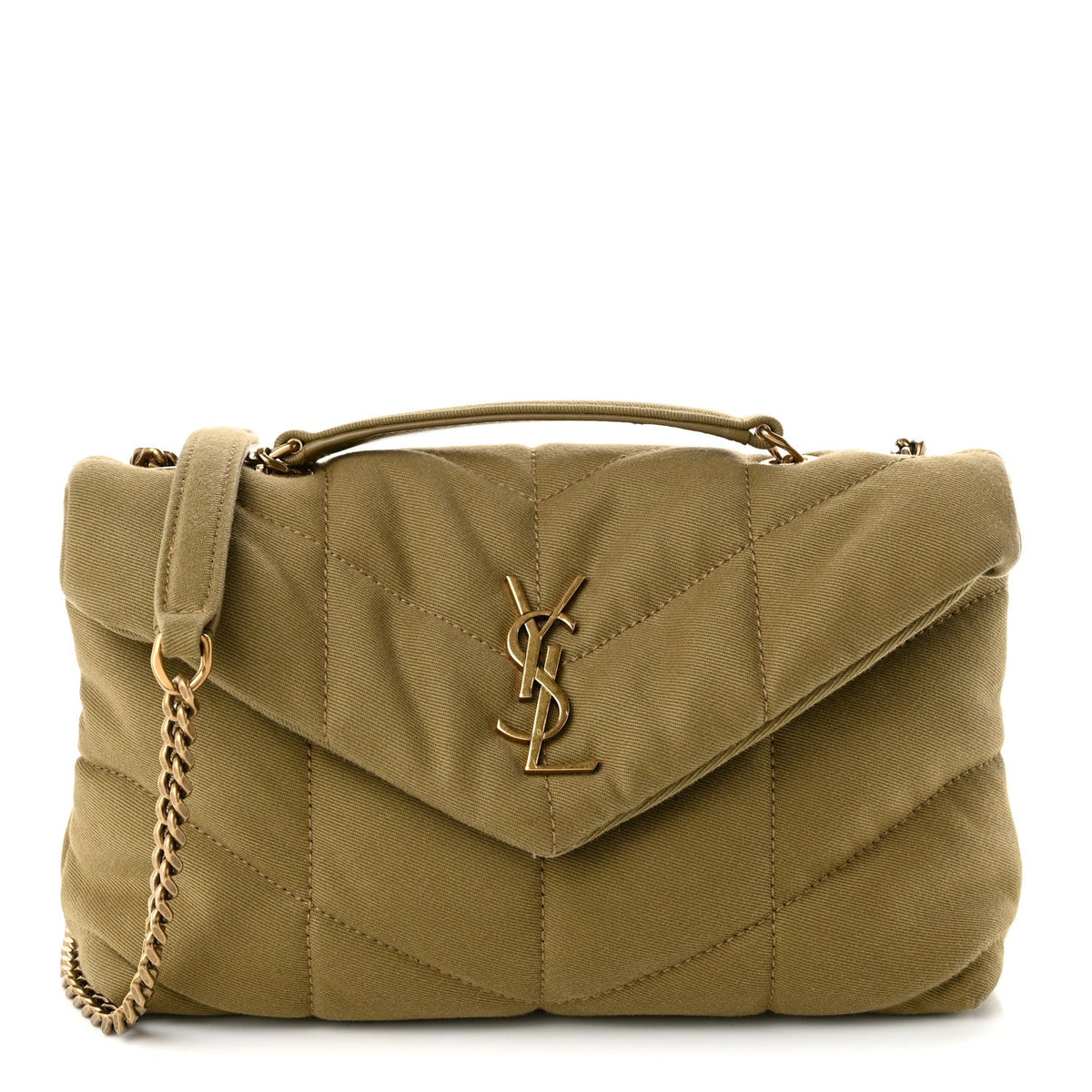 Quilted Canvas Satchel Bag - Green